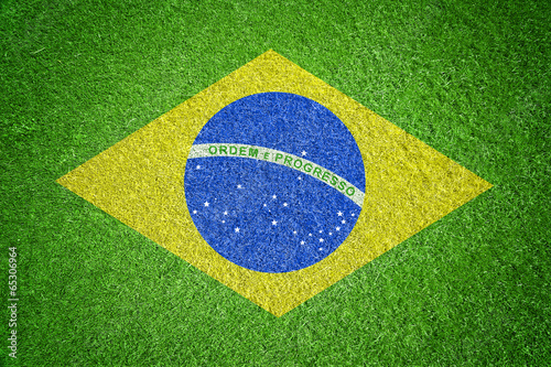 Brasilien Flagge auf Rasen