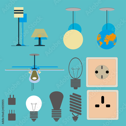 lamps and bulbs vector set