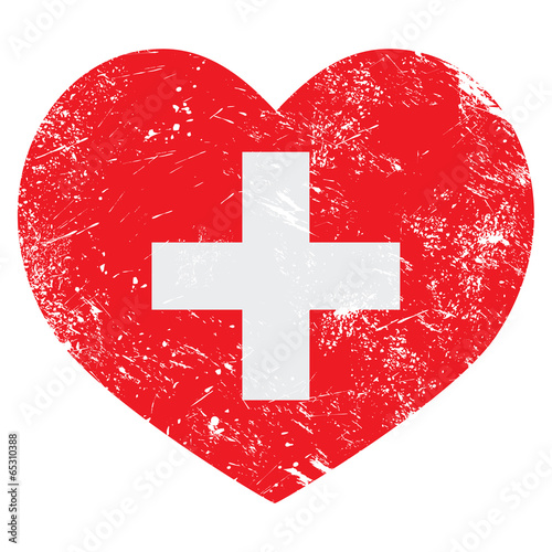 Switerland heart retro flag