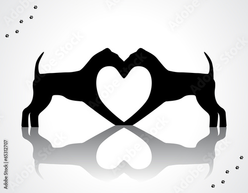 Illustration of dogs making heart