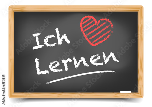 Schultafel Ich liebe lernen
