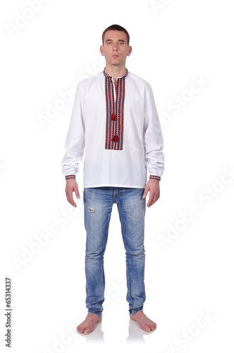 gay in Ukrainian embroidered shirt © vetkit