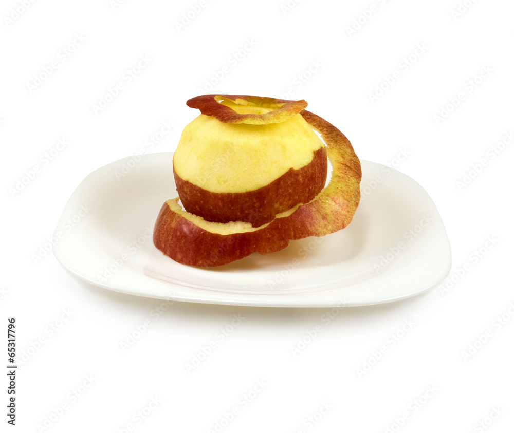 Isolated image of an apple on a plate Isolated image of an apple on a plate