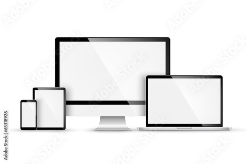 Set of modern devices. Vector photo