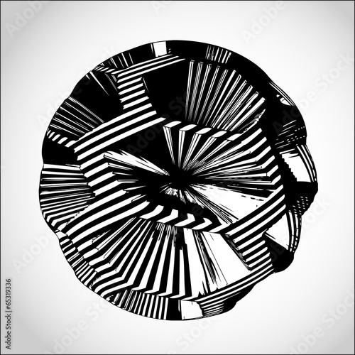 Abstract futuristic ball vector with stripes - isolated object