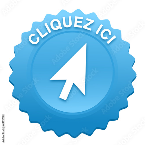 cliquez ici sur bouton web denté bleu