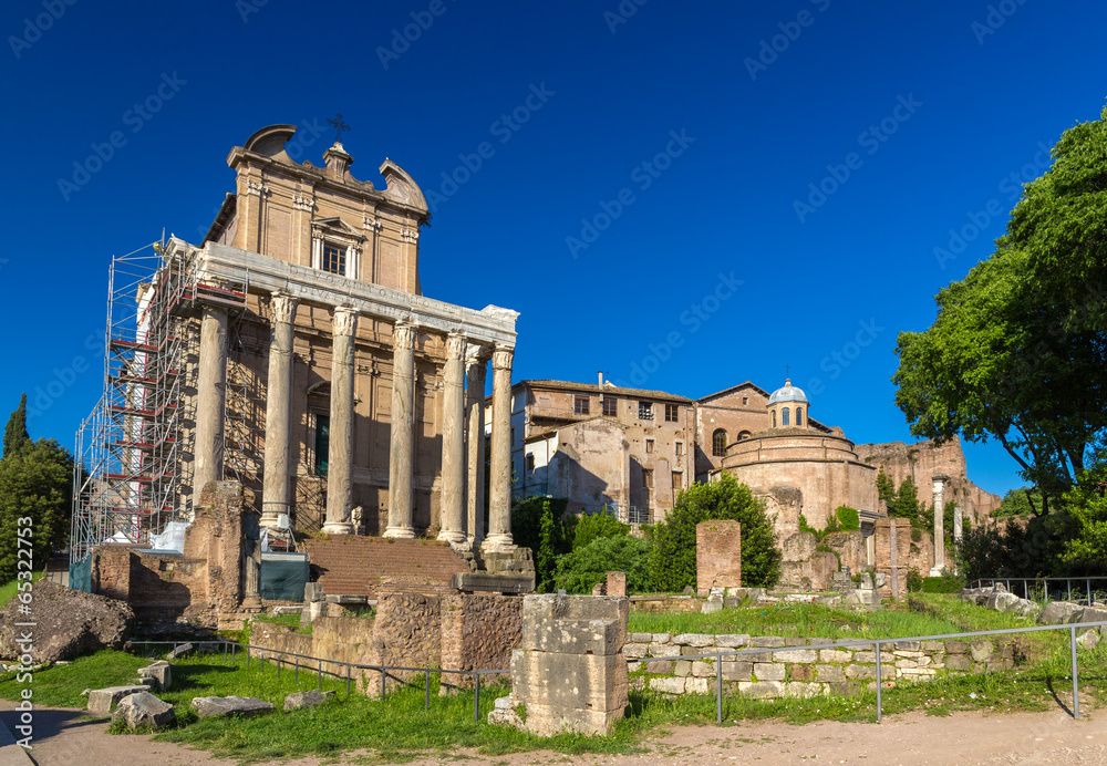 Temple of Antoninus and Faustina in Roman Forum, Italy