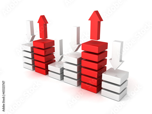 bisiness bar chert diagram with up down arrows photo