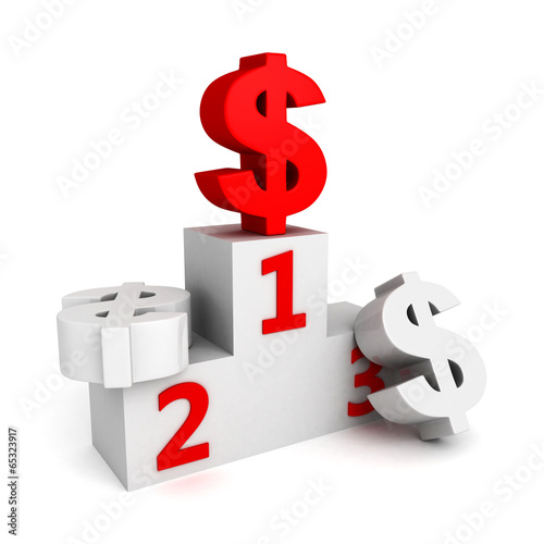 red dollar currency symbol on first place top photo