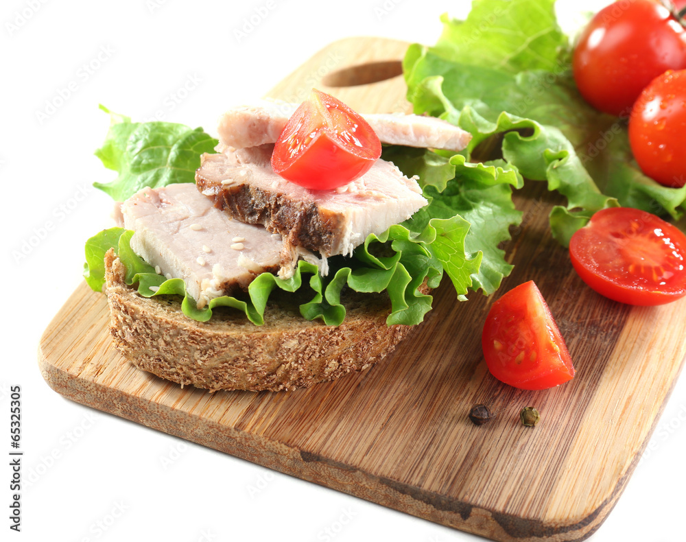 Delicious sandwiches with meet isolated on white Delicious sandwiches with meet isolated on white