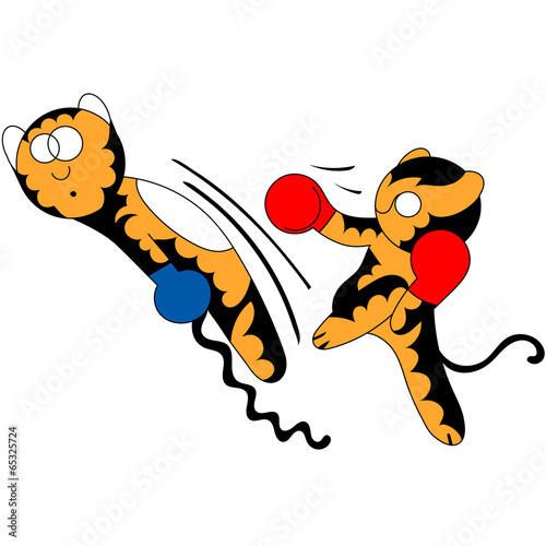 Vector cartoon tiger cub cute young martial arts