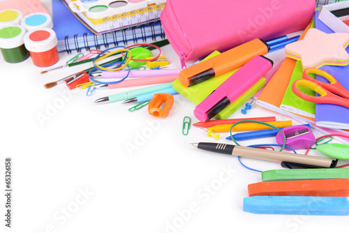 Bright school supplies close-up