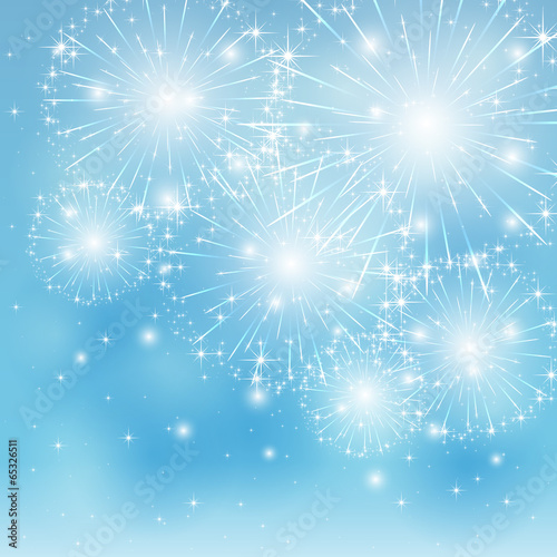 Blue fireworks background