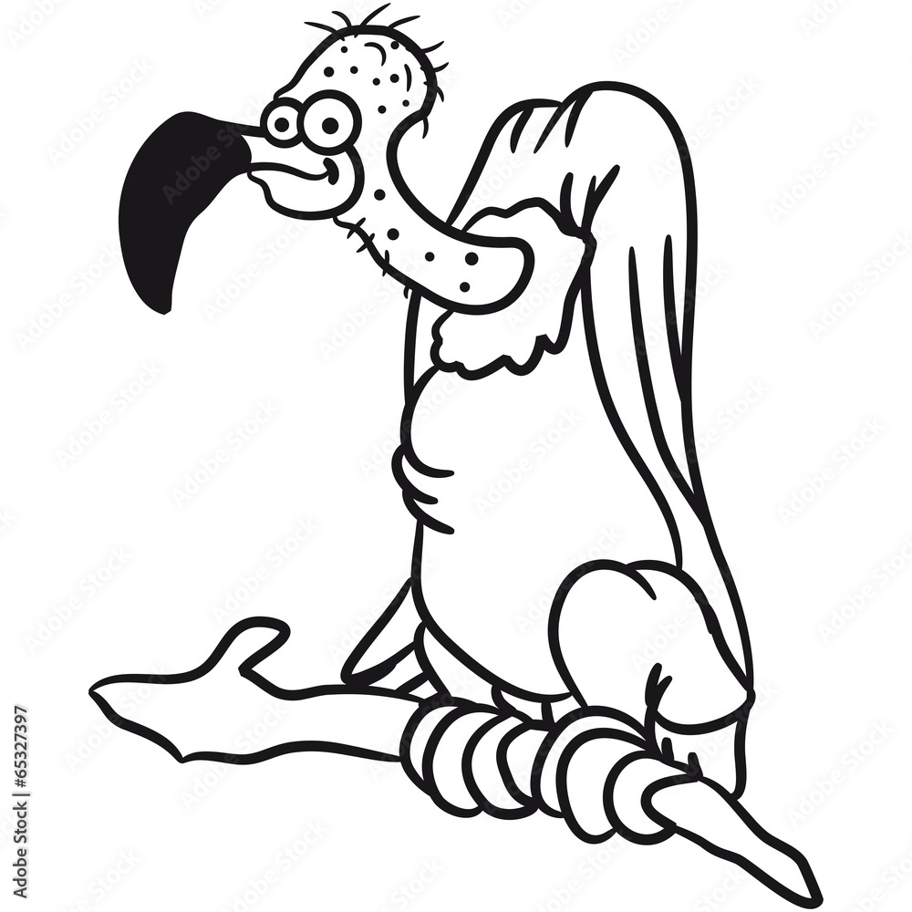 Lustiger Comic Cartoon Geier auf Ast