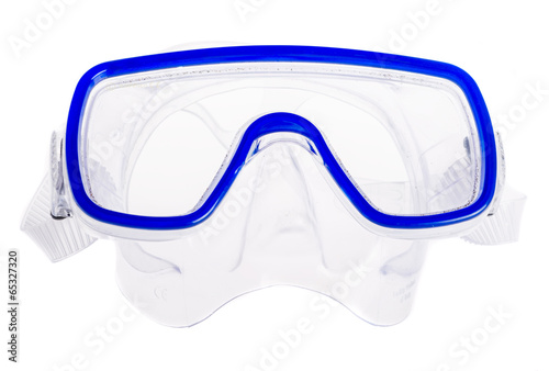 Blue diving mask isolated on a white background