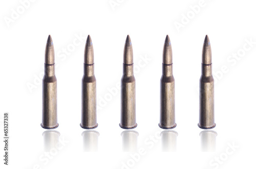 Old bullets isolated on white