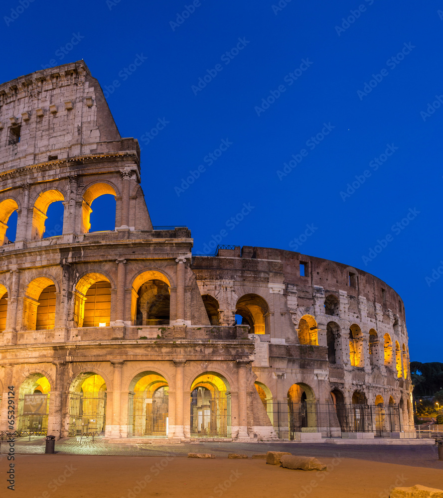 Evening view of Colosseo in Rome, Italy