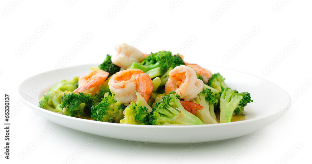 Thai healthy food stir-fried broccoli with shrimp Thai healthy food stir-fried broccoli with shrimp