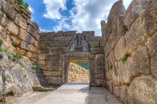 Lion Gate, Mycenae, Greece photo