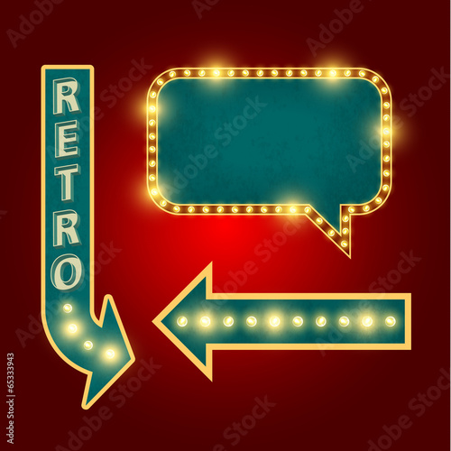 retro sign with realistic lamps