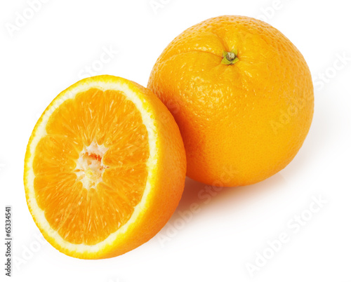 juicy orange on the white background