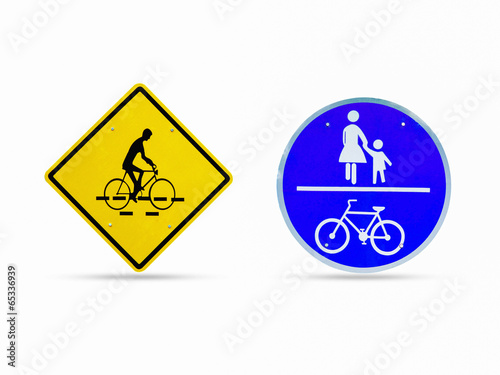 Sign for bicycles Warning sign, children crossing the road.