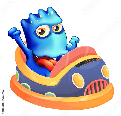 A bumpcar with a blue monster