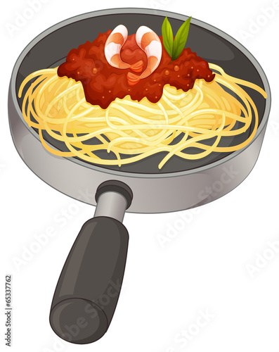 A spaghetti in a pan