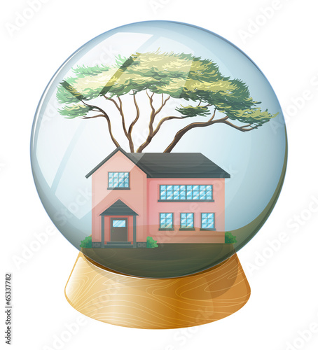 A pink house inside the crystal ball