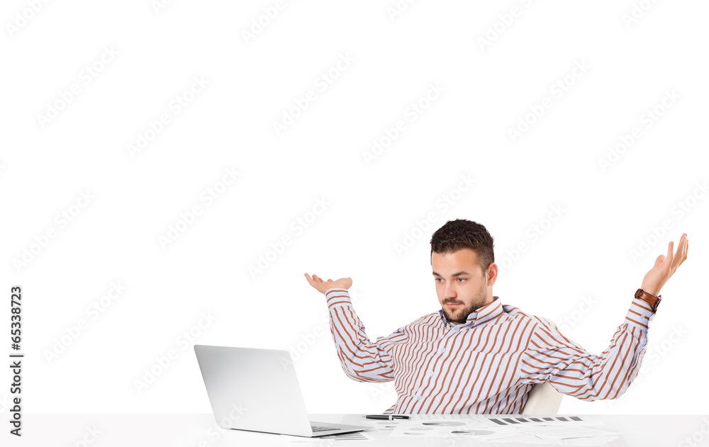 Attractive businessman with plain white copy space Attractive businessman with plain white copy space