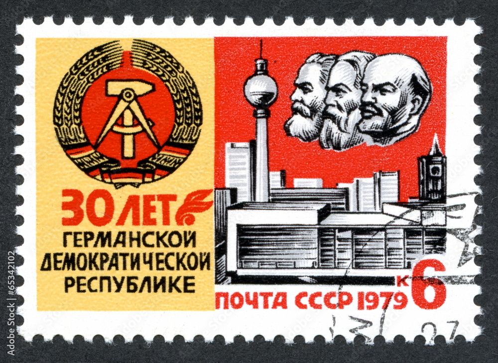 Soviet stamp "30 years of German Democratic Republic" Stock Photo ...
