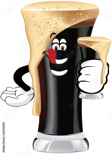 bicchiere di birra scura a fumetto