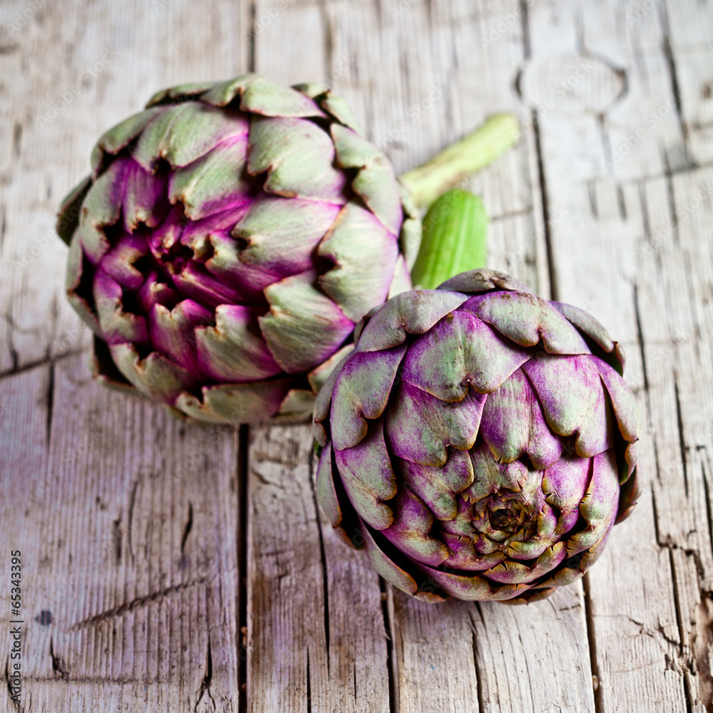 Fototapeta premium two fresh artichokes