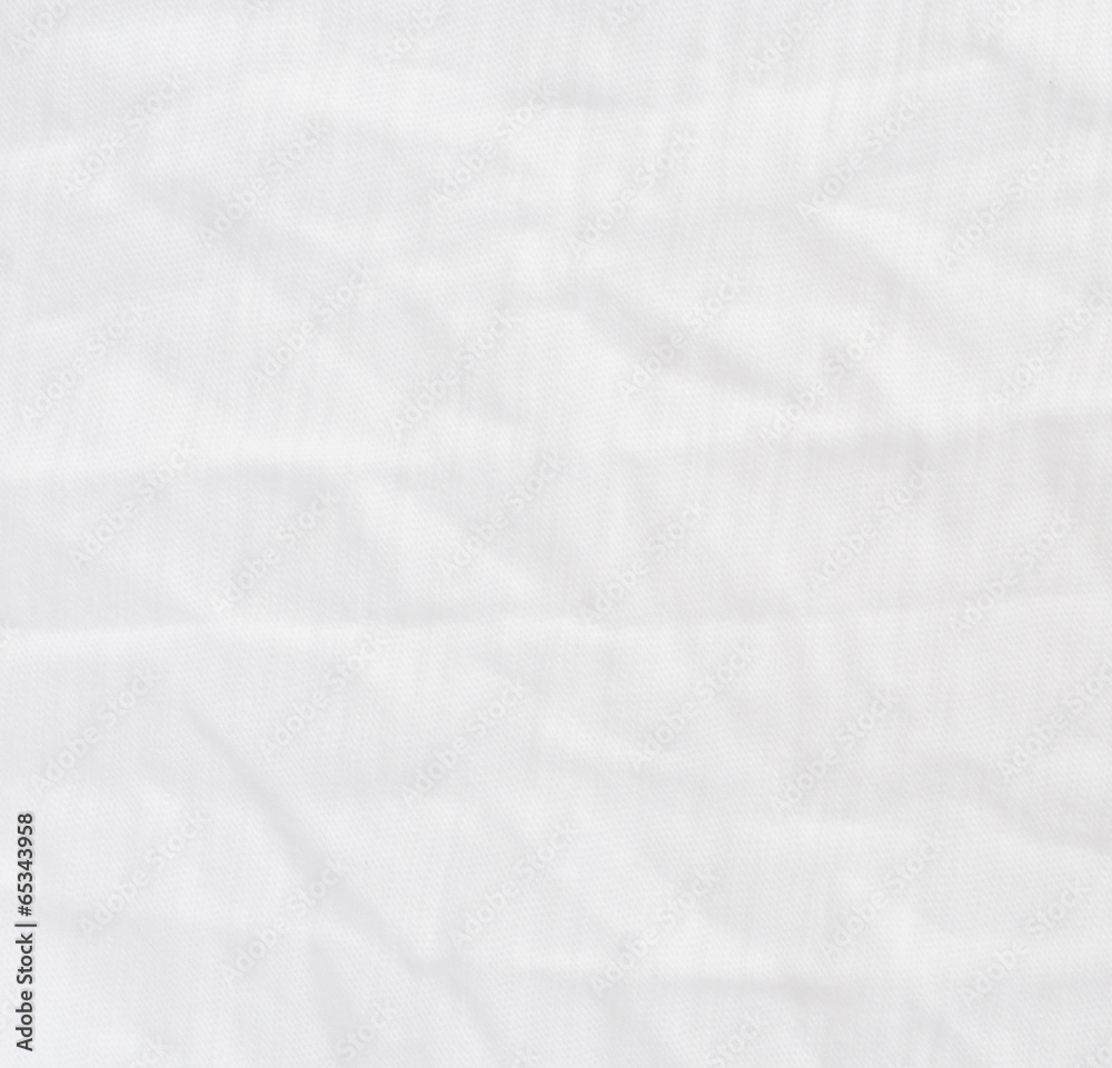 Wrinkle white cotton polyester fabric texture.