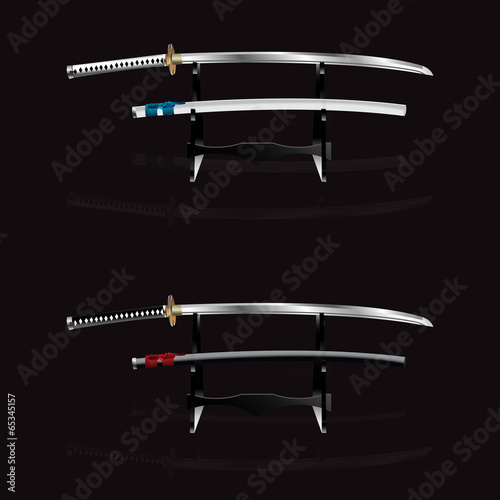 Japanese sword. Vector illustration.