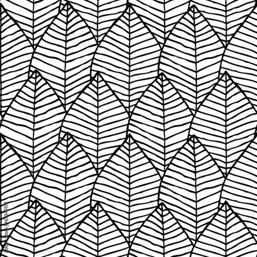 Primitive structure seamless pattern in black and white