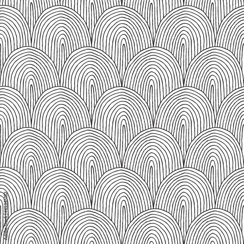 Landscape Hillside seamless pattern in black and white