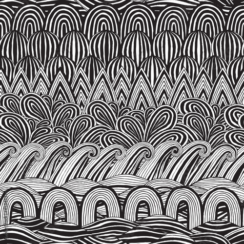 Collage seamless pattern in black and white