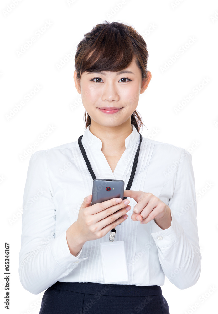 Asian business woman touching mobile Asian business woman touching mobile