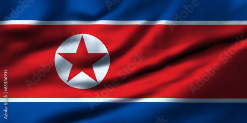 Waving flag, design 1 - North Korea