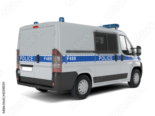 Полицейский автомобиль на белом фоне