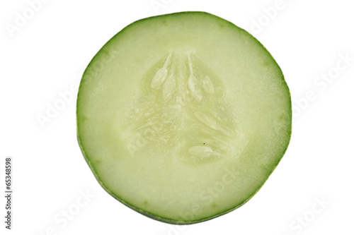 sliced cucumber isolated on white background.