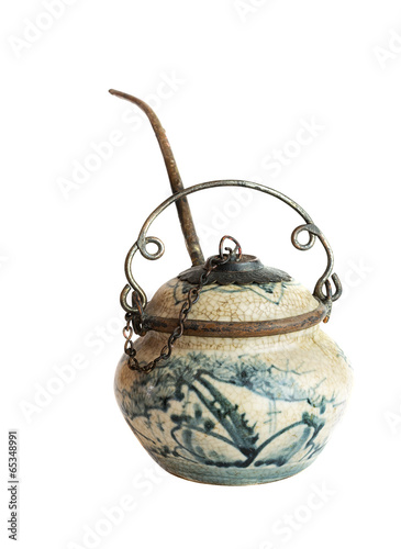 Photography Antique decorative ceramic  opium pipe.
