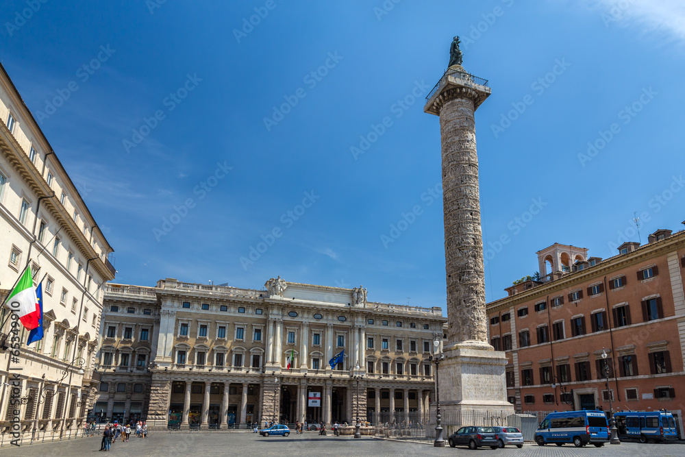 Square Piazza Colonna in Rome, Italy