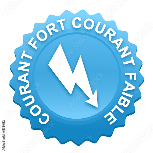 courant fort courant faible sur bouton web denté bleu