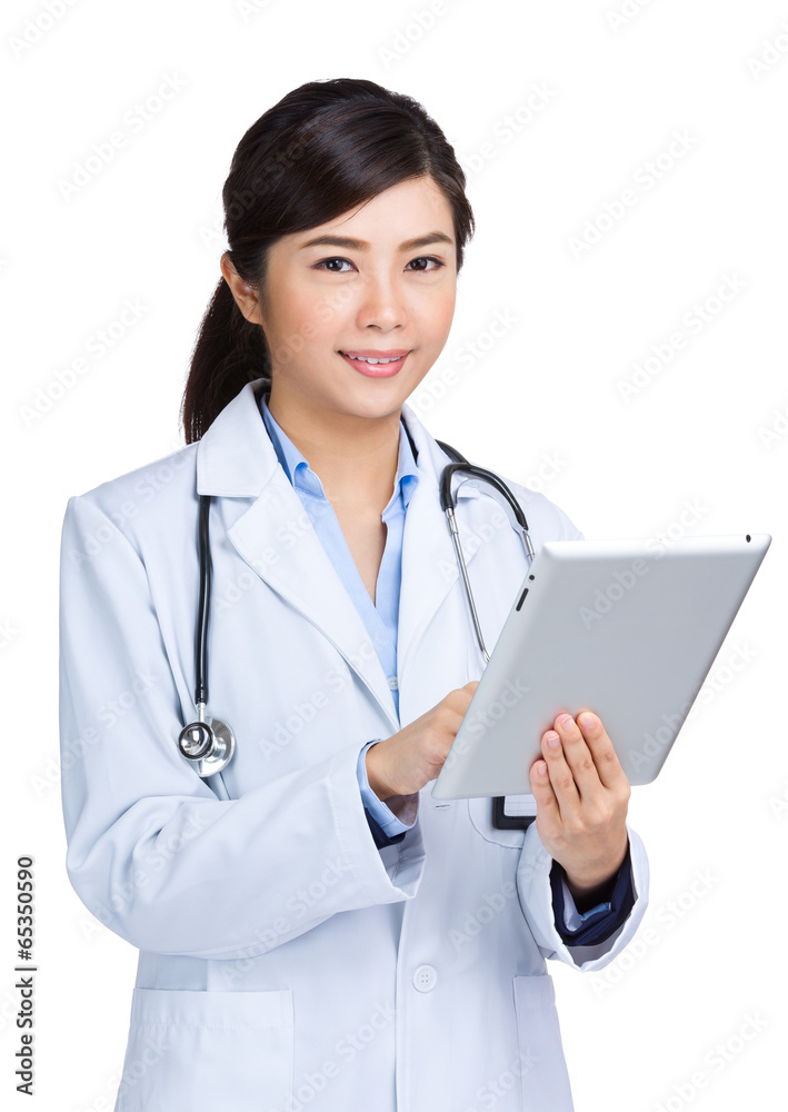 Asian doctor using digital table Asian doctor using digital table