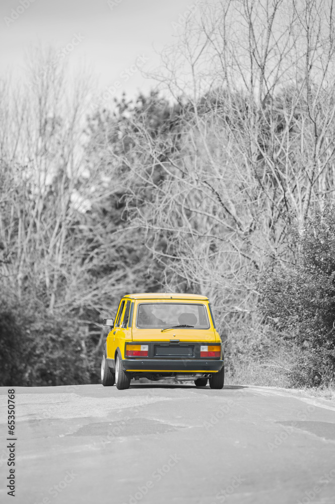 Yellow utility car