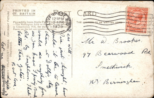 Backside of postcard