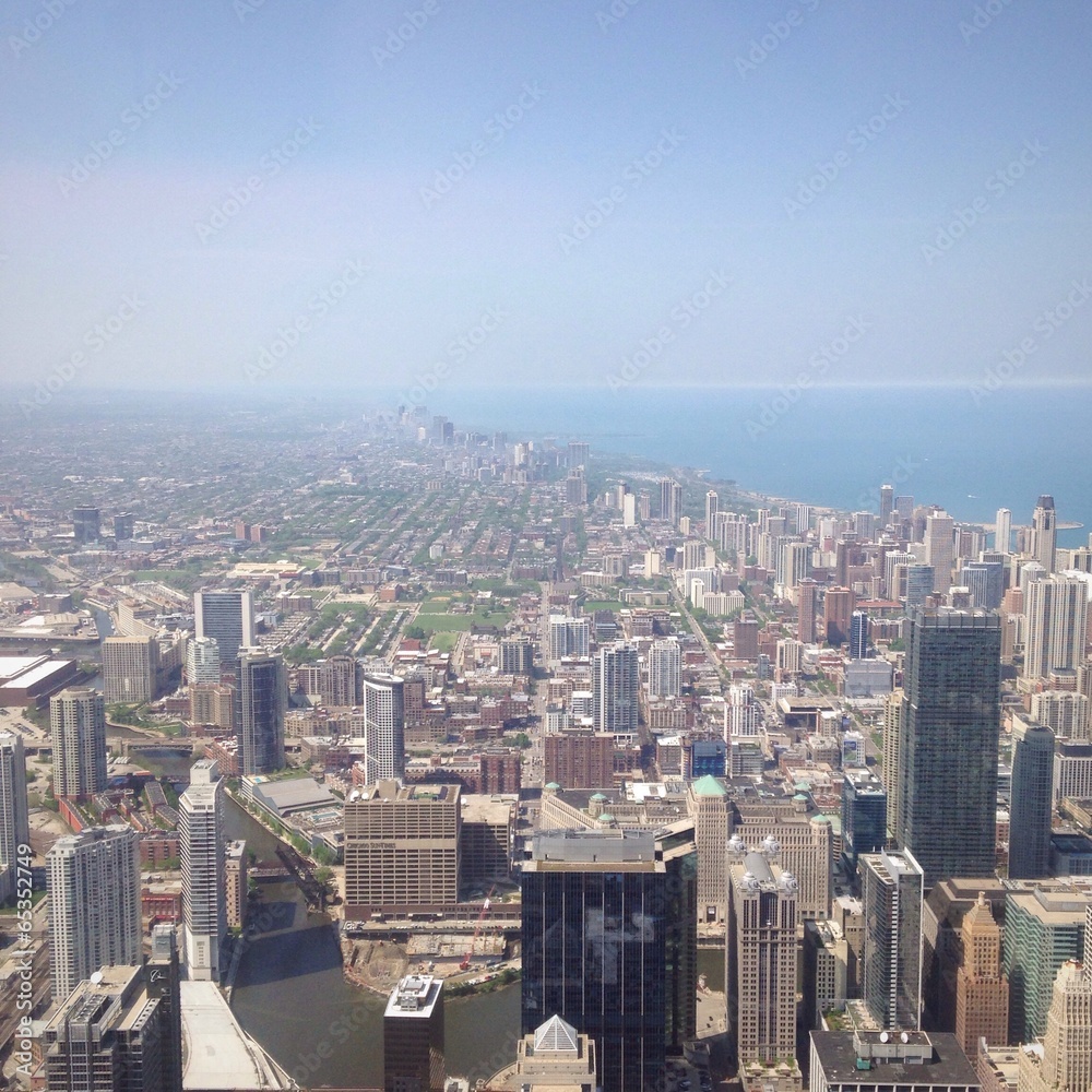 chicago with skyscraper and downtown