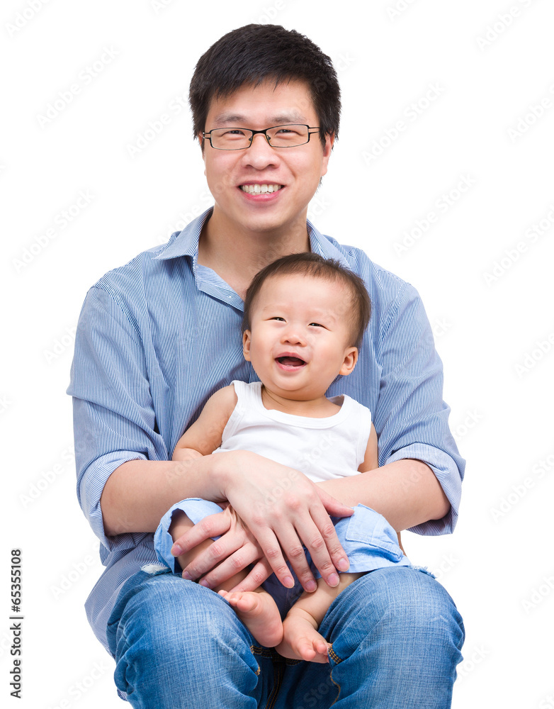 Happy father and baby son